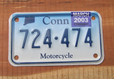 Connecticut Motorcycle License Plate Blue Fade 2003