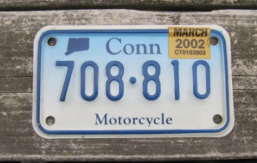 Connecticut Motorcycle License Plate Blue Fade 2002