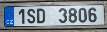 Czech Republic Euroband License Plate 1SD3806