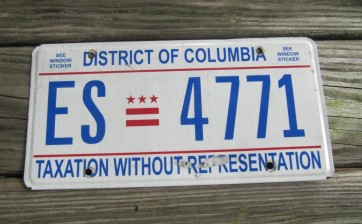 District of Columbia License Plate Washington DC Taxation Without Representation