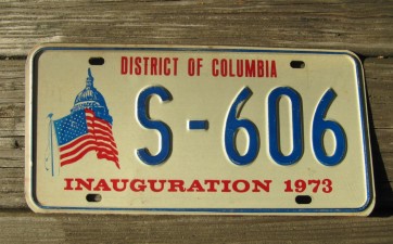 District of Columbia License Plate Washington DC Nation's Capital 1973 Inauguration
