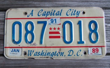 District of Columbia License Plate Washington DC A Capital City 1991