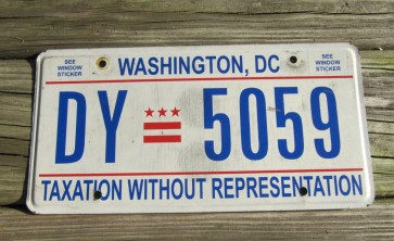 District of Columbia License Plate Washington DC Taxation Without Representation