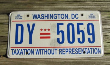 District of Columbia License Plate Washington DC Taxation Without Representation
