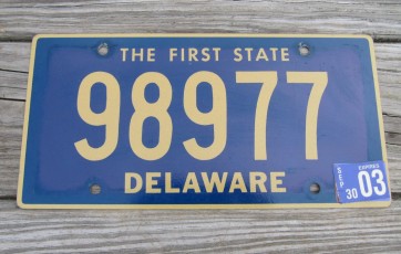 Delaware The First State License Plate 2003