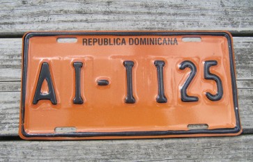 Dominican Republic Orange Black License Plate