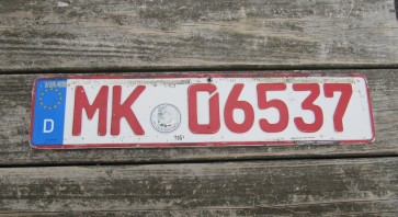Germany Dealer License Plate City of Märkischer Kreis, North-Rhine-Westphalia MK 06537