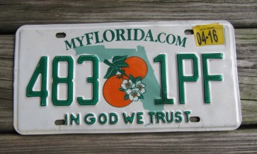 Florida Double Orange My Florida License Plate 2016 Sunshine State In God We Trust