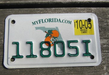 Florida Motorcycle License Plate Double Orange 2005