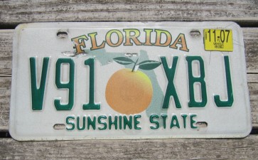 Florida Big Orange License Plate Sunshine State 2007