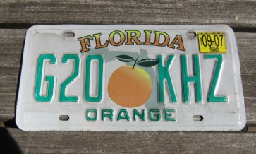 Florida Big Orange License Plate 2007