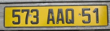 France Yellow Black License Plate 573 AAQ 51