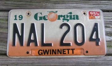 Georgia Peach License Plate 1995