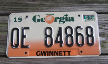 Georgia Peach License Plate 1996