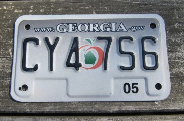 Georgia Motorcycle License Plate Grey Fade Peach 2005