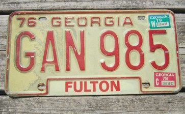 Georgia Red White License Plate 1979