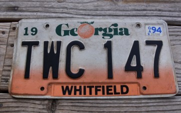 Georgia Peach License Plate 1994