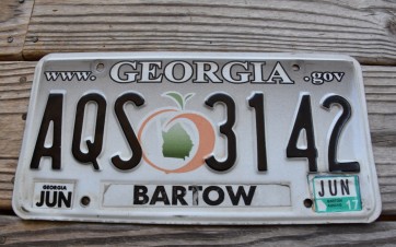 Georgia Grey Fade Peach License Plate 2017
