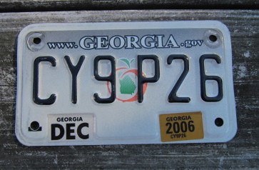 Georgia Motorcycle License Plate Grey Fade Peach 2006