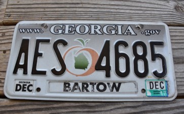 Georgia Grey Fade Peach License Plate 2017
