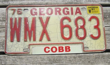 Georgia Red White License Plate 1981