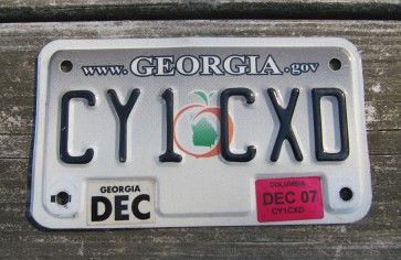 Georgia Motorcycle License Plate Grey Fade Peach 2007