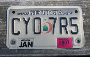 Georgia Motorcycle License Plate Grey Fade Peach 2007