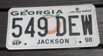 Georgia On My Mind License Plate 1998