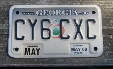 Georgia Motorcycle License Plate Grey Fade Peach 2008