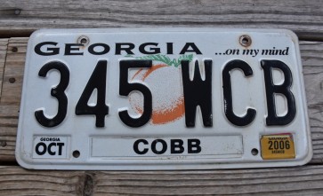 Georgia On My Mind License Plate 2006