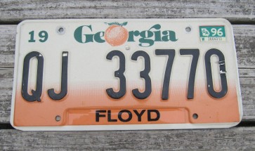 Georgia Peach License Plate 1996