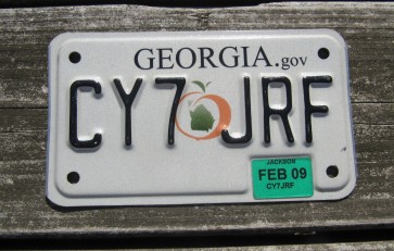 Georgia Peach Motorcycle License Plate 2009