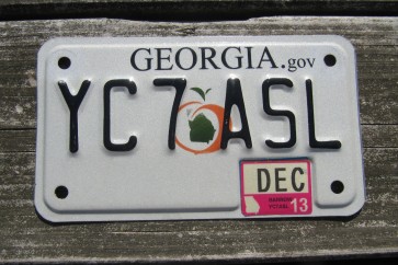 Georgia Peach Motorcycle License Plate 2013 Barrow County 