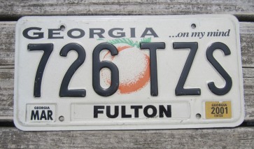 Georgia On My Mind License Plate 2001