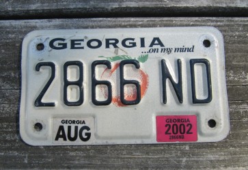 Georgia Motorcycle License Plate On My Mind Peach 2002