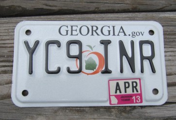 Georgia Motorcycle License Plate Peach State 2013