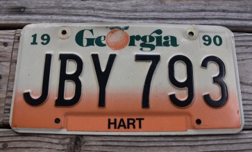 Georgia Peach License Plate 1990