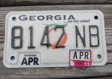 Georgia Motorcycle License Plate On My Mind Peach 2013