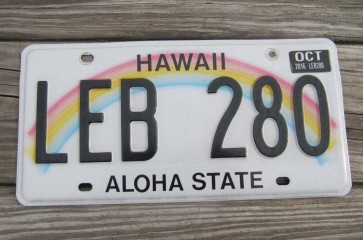 HawaII Rainbow Aloha State License Plate 2016 LEB 280