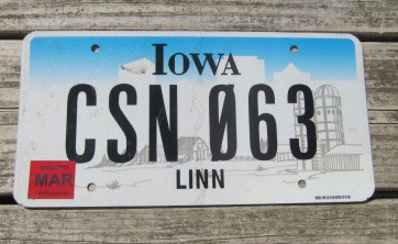 Iowa Farm Scene License Plate Linn County 2015