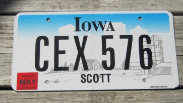 Iowa Farm Scene License Plate Scott County 2015