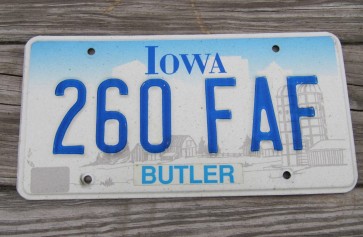 Iowa Farm Scene Embossed License Plate Butler County
