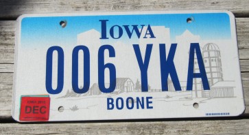 Iowa Farm Scene License Plate Boone County 2015