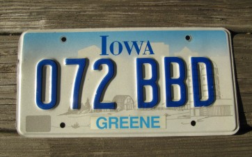 Iowa Farm Scene Embossed License Plate Greene County 