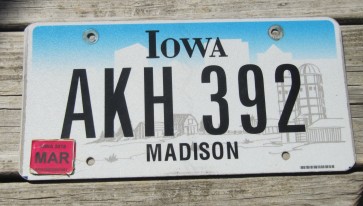 Iowa Farm Scene License Plate Madison County 2018