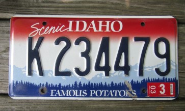 Idaho Scenic Famous Potatoes License Plate 2003