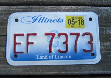 Illinois Motorcycle Land of Lincoln License Plate 2018