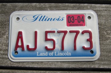 Illinois Land of lincoln Motorcycle License Plate 2004