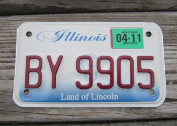 Illinois Motorcycle Land of lincoln License Plate 2011