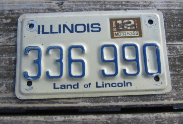 Illinois Motorcycle Land of Lincoln License Plate 1982